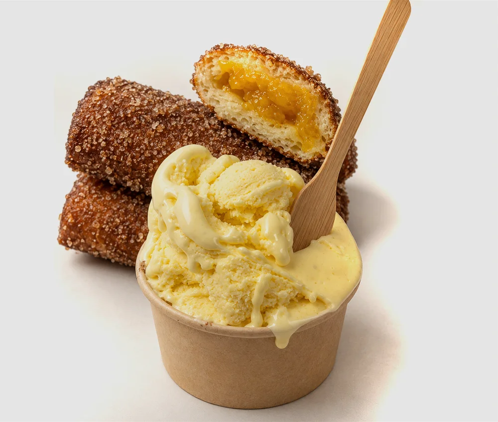 Panzerotto crema e pesche